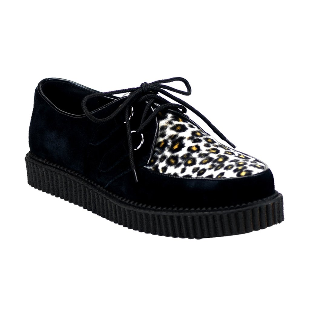 Creepers Demonia Creeper 600 Suède Homme - Noir/Blanche 96024-HCPN